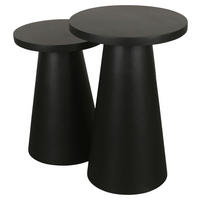 BEISTELLTISCHSET Akazie vollmassiv rund Schwarz  - Schwarz, Design, Holz (30/40/40/60/50cm) - MID.YOU