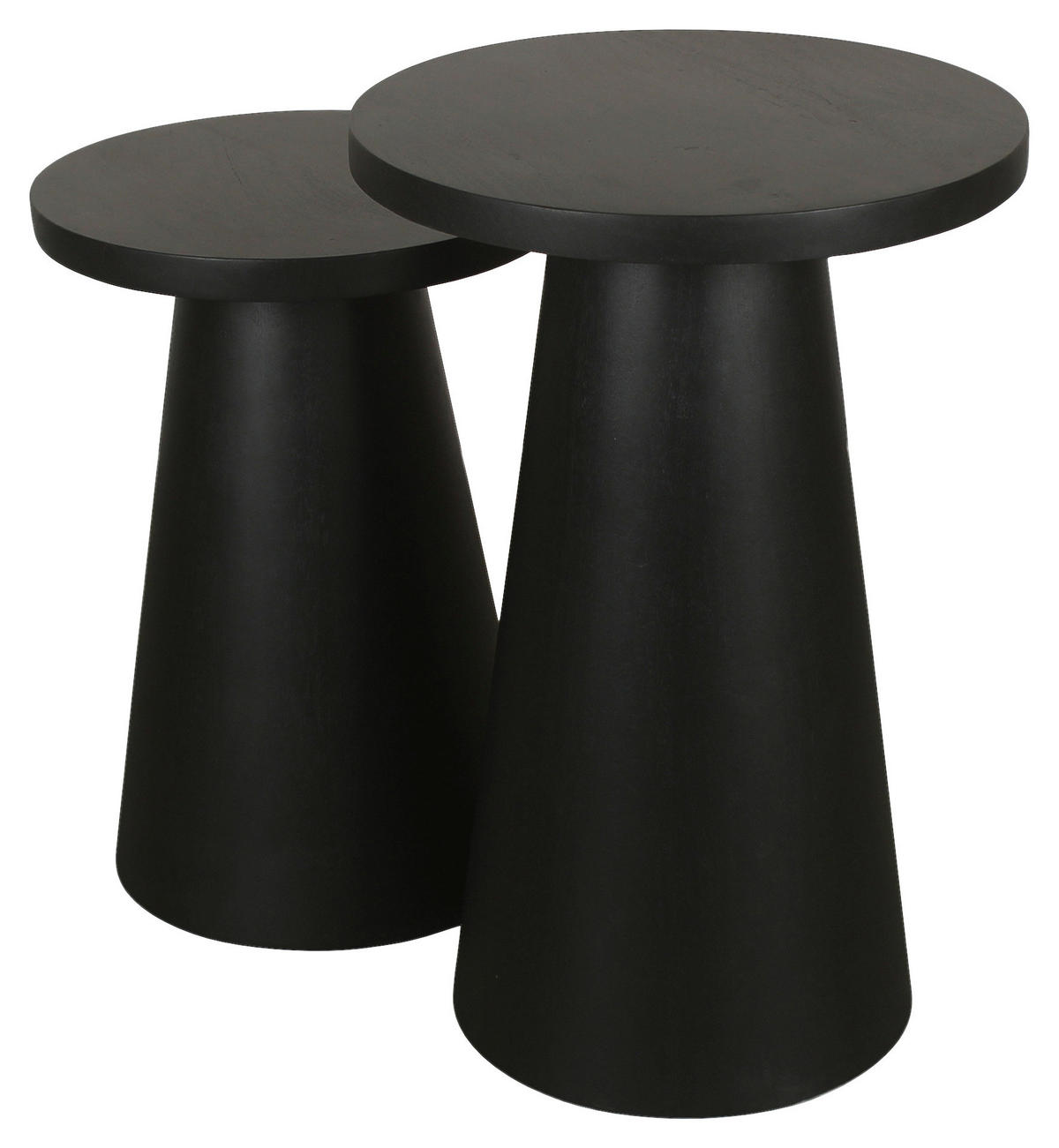 BEISTELLTISCHSET Akazie vollmassiv rund Schwarz  - Schwarz, Design, Holz (30/40/40/60/50cm) - MID.YOU