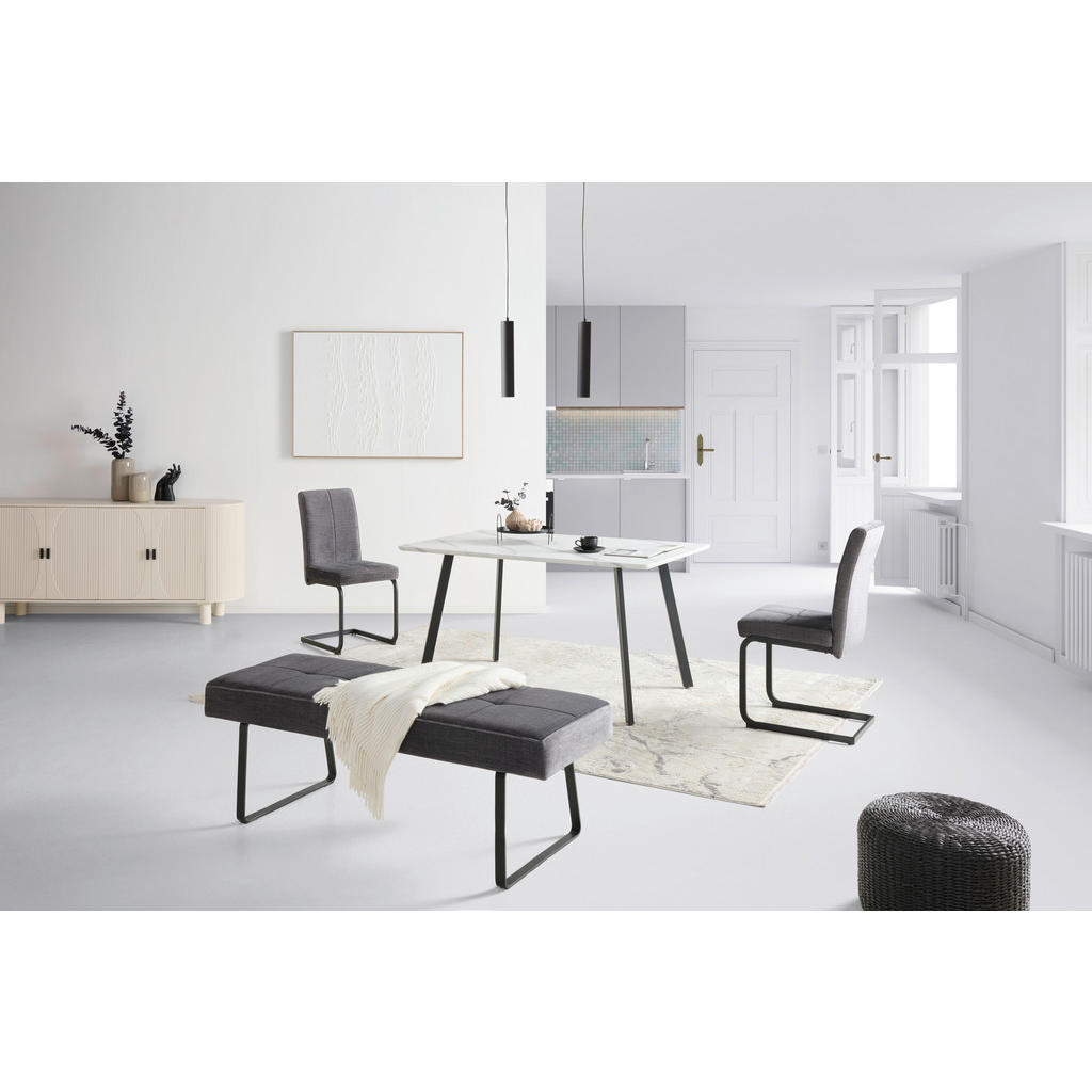 Thumbnail - Mid.you Schwingstuhl, Dunkelgrau, Metall, Textil, U-Form, 41x98x55 cm, Esszimmer, Stühle, Esszimmerstühle, Schwingstühle