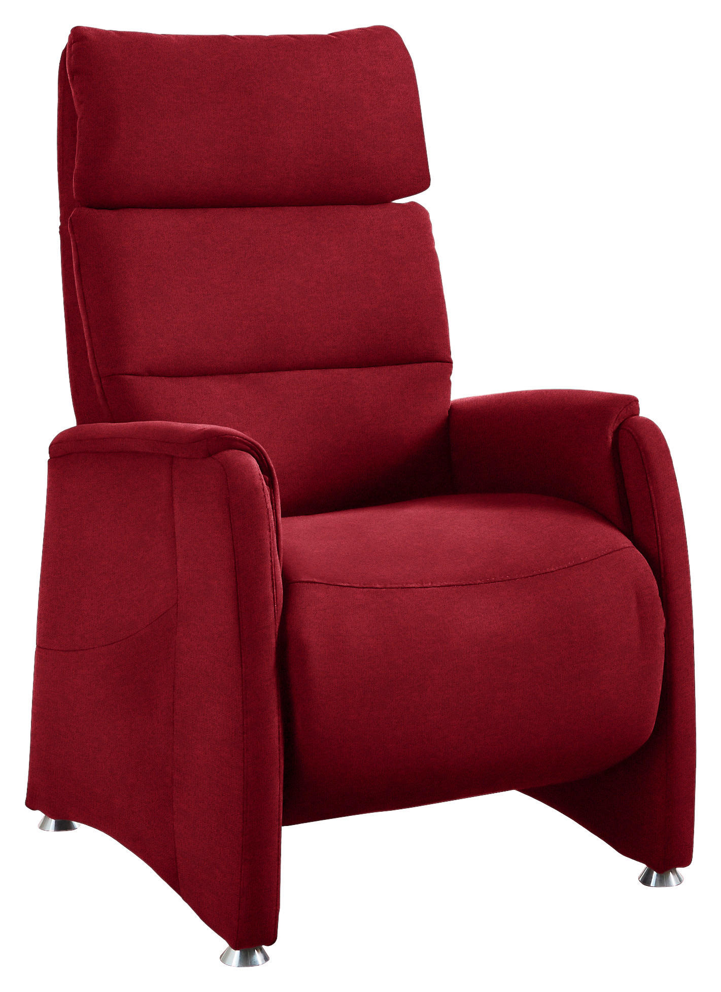 RECLINERFÅTÖLJ i flatväv röd  - röd/aluminiumfärg, Klassisk, metall/textil (69/111/83cm) - Livetastic