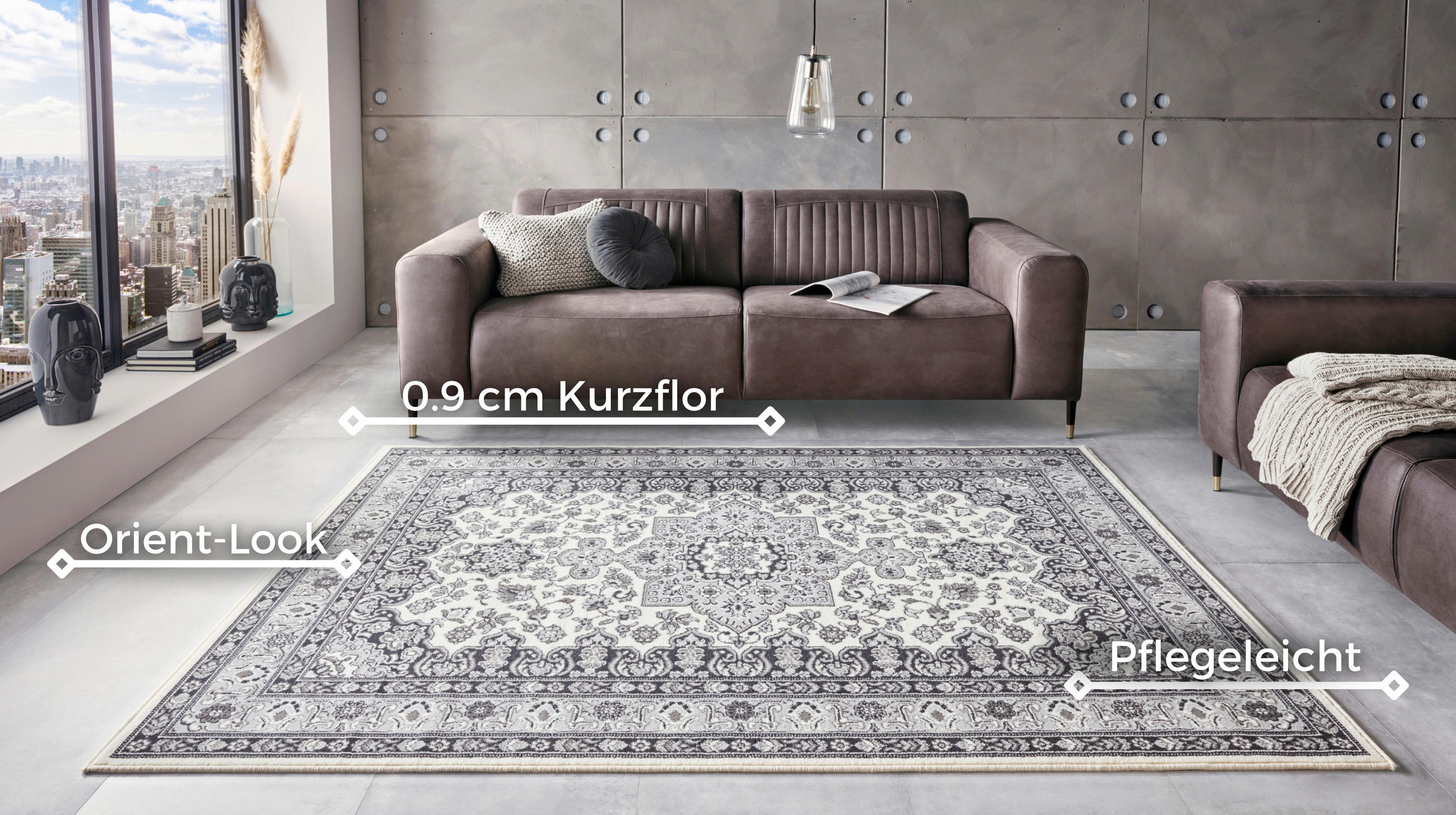 VINTAGE-TEPPICH 80/150 cm Mirkan Grau, Creme  - Creme/Grau, Basics, Kunststoff/Textil (80/150cm) - Hanse Home