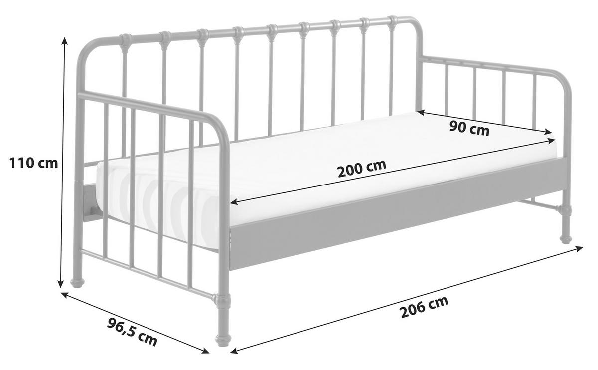 KINDER-/JUNIORBETT 90/200 cm  in Schwarz  - Schwarz, MODERN, Holz/Metall (90/200cm) - MID.YOU