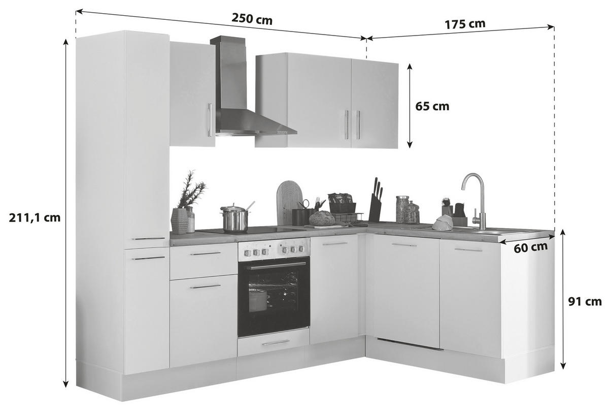 ECKKÜCHE 250/175 cm  in Schwarz, Eiche Artisan  - Schwarz/Eiche Artisan, Basics, Holzwerkstoff/Metall (250/175cm) - MID.YOU