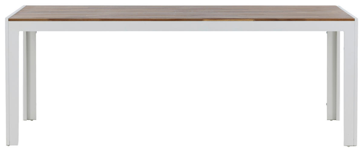 GARTENTISCH 200/100/76 cm  - Weiß/Akaziefarben, KONVENTIONELL, Holz/Metall (200/100/76cm) - Gardenson