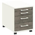 ROLLCONTAINER Graphitfarben, Weiß  - Graphitfarben/Weiß, Design, Holzwerkstoff/Kunststoff (42,7/54,4/60cm) - Moderano