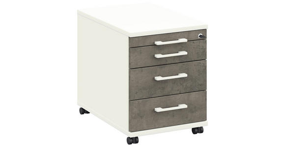 ROLLCONTAINER Graphitfarben, Weiß - Graphitfarben/Weiß, Design, Holzwerkstoff/Kunststoff (42,7/54,4/60cm) - Moderano