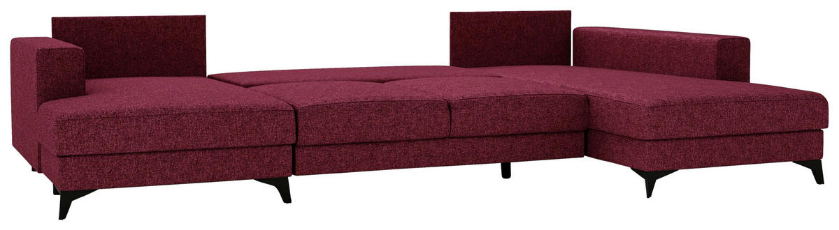 WOHNLANDSCHAFT in Flachgewebe Rot  - Rot/Schwarz, Design, Textil/Metall (156/339/190cm) - Livetastic