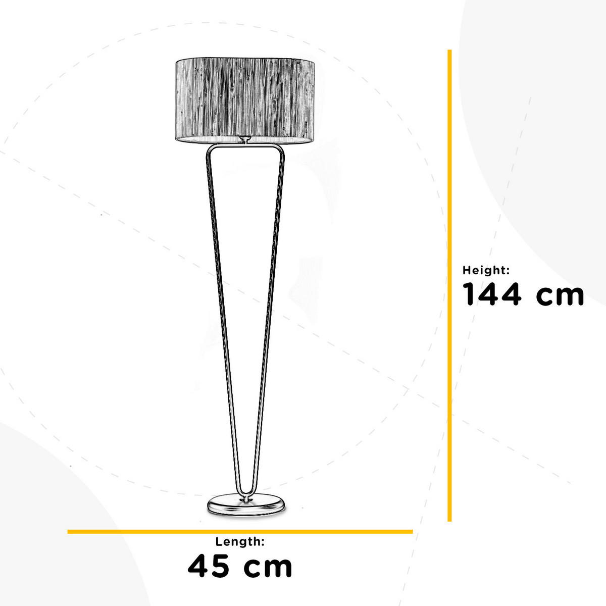 STOJACIA LAMPA, 45/25/144 cm - čierna/krémová, Natur, kov/textil (45/25/144cm)