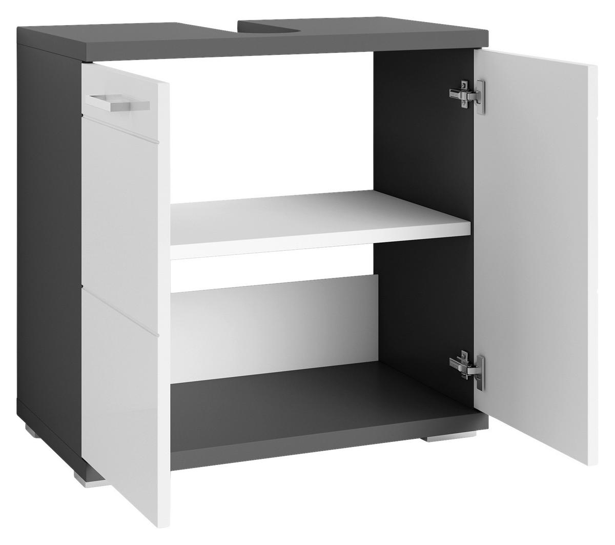 WASCHBECKENUNTERSCHRANK 60/59/31,5 cm  - Chromfarben/Weiß Hochglanz, MODERN, Holzwerkstoff/Kunststoff (60/59/31,5cm) - MID.YOU