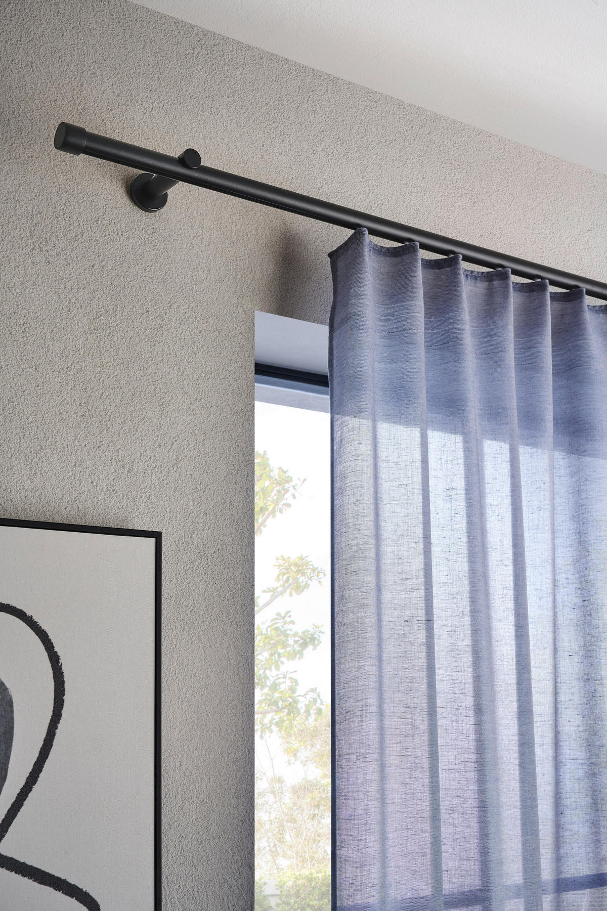 VORHANGSTANGENSET 120 cm  - Schwarz, Basics, Metall (120cm) - Homeware