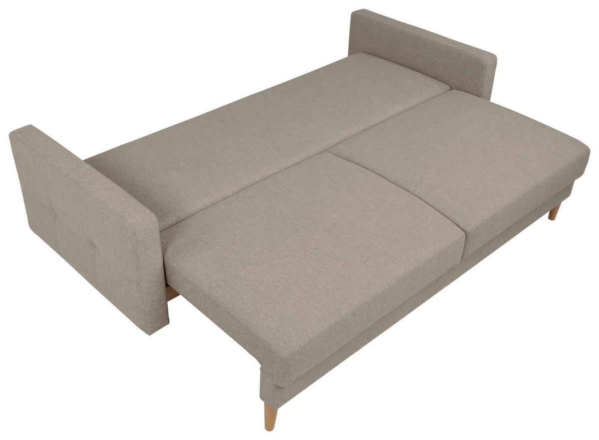 SCHLAFSOFA in Chenille Beige  - Beige/Eiche Wotan, Konventionell, Holz/Textil (222/93/99cm) - MID.YOU