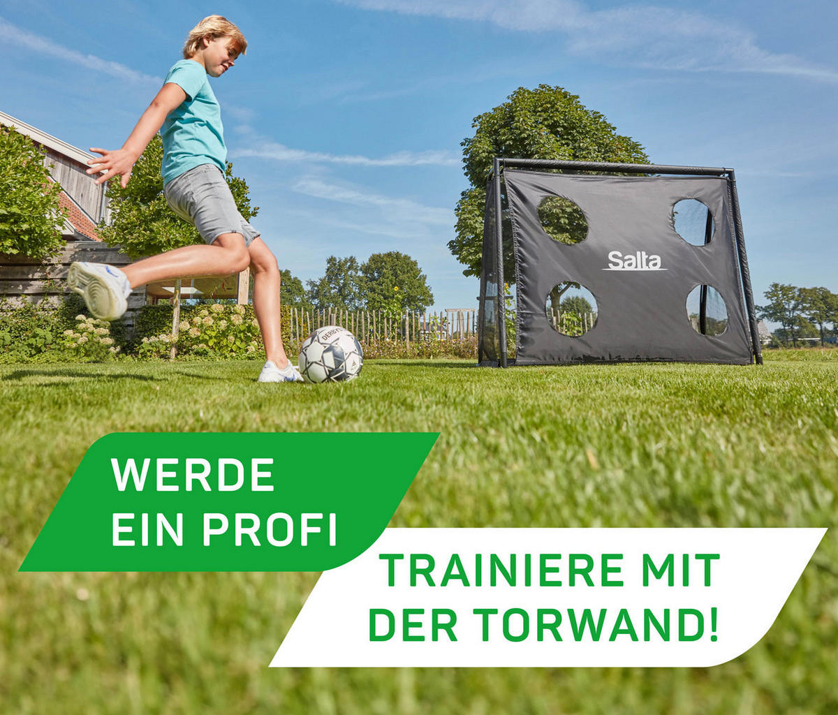 FUßBALLTOR - Schwarz, KONVENTIONELL, Kunststoff/Metall (220/170/80cm) - Salta