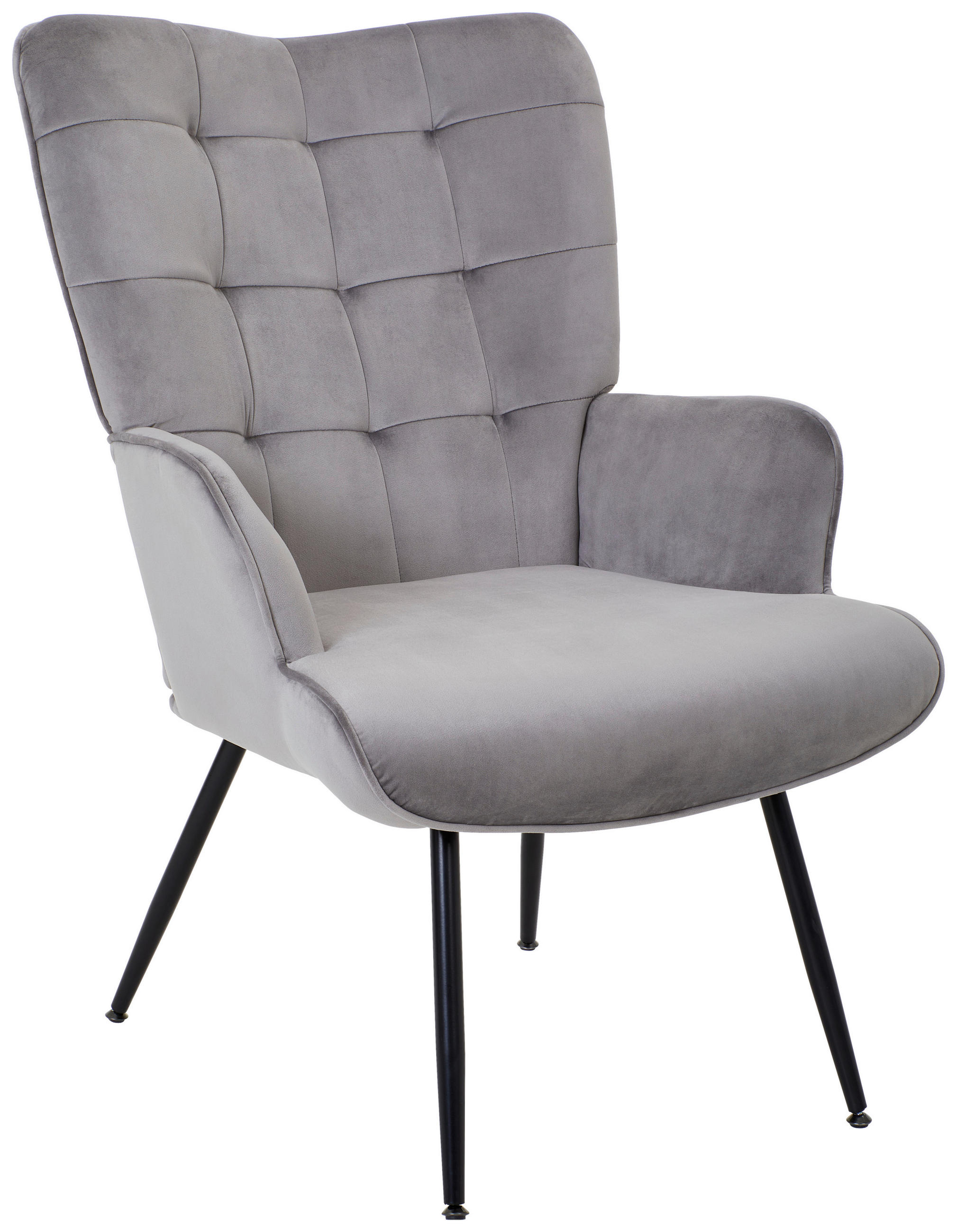 SESSEL Samt Grau, Schwarz    - Schwarz/Grau, Trend, Textil/Metall (67/96/85cm) - Xora