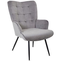 SESSEL Samt Grau, Schwarz    - Schwarz/Grau, Trend, Textil/Metall (67/96/85cm) - Xora