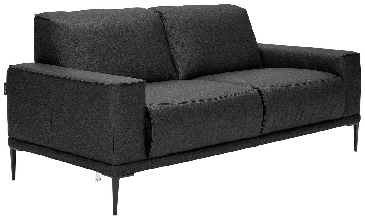 2-SITZER-SOFA in Leder Schwarz  - Schwarz, Design, Leder/Metall (180/82/92cm) - Johann Jakob