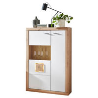 HIGHBOARD BORKUM 92,9/142,3/37,3 cm  - Anthrazit/Weiß, KONVENTIONELL, Glas/Holzwerkstoff (92,9/142,3/37,3cm) - Stylife
