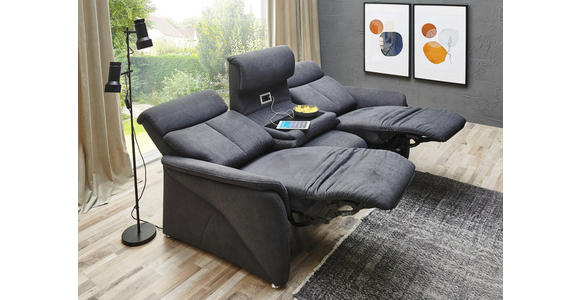 TRAPEZSOFA in Textil Dunkelgrau - Dunkelgrau/Alufarben, KONVENTIONELL, Textil (217/108/106cm) - Cantus