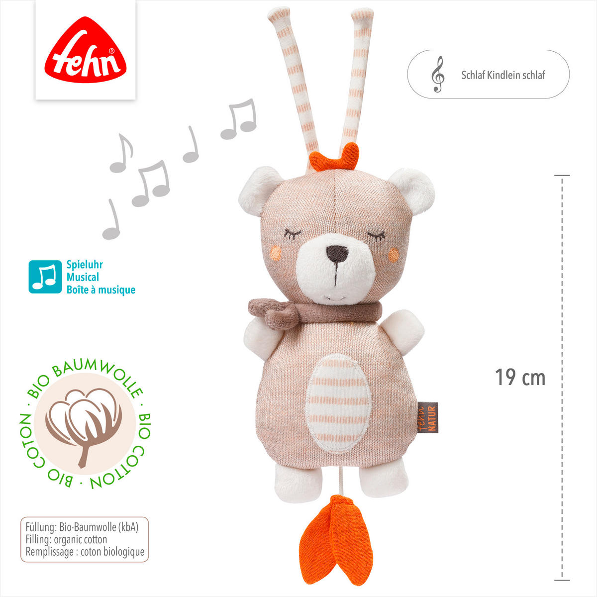 SPIELUHR fehnNATUR  - Hellbraun, Basics, Textil (20/8,5/5,2cm) - Fehn