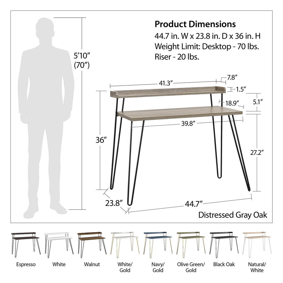 SCHREIBTISCH 112/89/60 cm  in Grau  - Schwarz/Grau, Design, Papier/Metall (112/89/60cm) - MID.YOU
