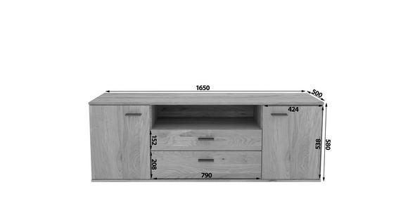 LOWBOARD  165/58/50 cm 2 Schublade(n) Beimöbel erhältlich, stehend  - Schwarz/Eiche Artisan, Natur, Holz/Holzwerkstoff (165/58/50cm) - Linea Natura