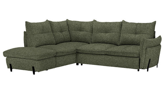 ECKSOFA in Bouclé Olivgrün  - Schwarz/Olivgrün, Design, Textil/Metall (220/250cm) - Xora