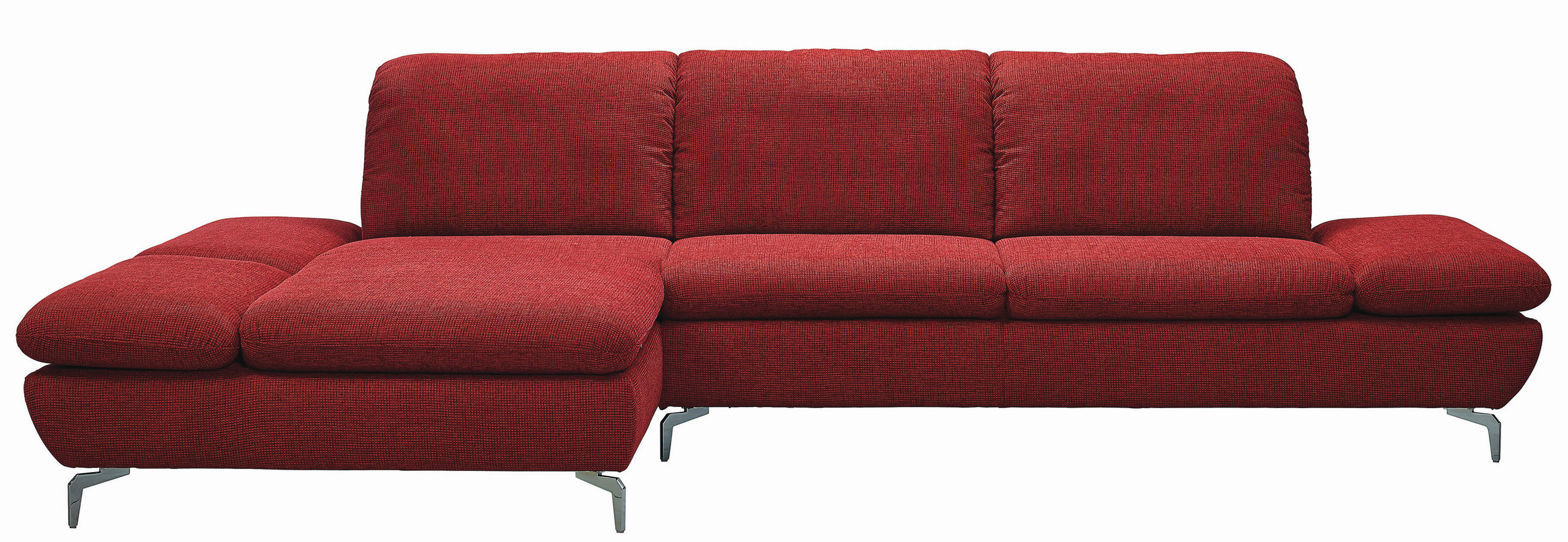 ECKSOFA Chenille Rot  - Silberfarben/Rot, Design, Textil/Metall (200/315cm) - Chilliano