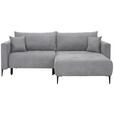 ECKSOFA  in Velours Hellgrau  - Hellgrau/Schwarz, KONVENTIONELL, Textil/Metall (226/155cm) - Carryhome