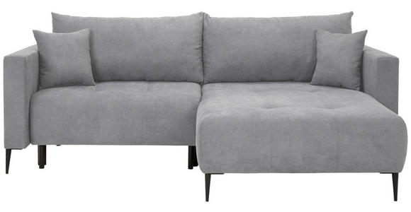 ECKSOFA  in Velours Hellgrau  - Hellgrau/Schwarz, KONVENTIONELL, Textil/Metall (226/155cm) - Carryhome