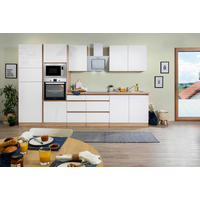 KÜCHENBLOCK 335 cm   in Weiß Hochglanz  - Eichefarben/Weiß Hochglanz, Basics, Holzwerkstoff (335cm) - Respekta