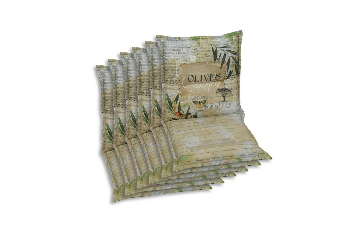 SESSELAUFLAGENSET in Grün, Dunkelgrün, Hellgrün Floral  - Dunkelgrün/Hellgrün, Basics, Textil (50/7/100cm)