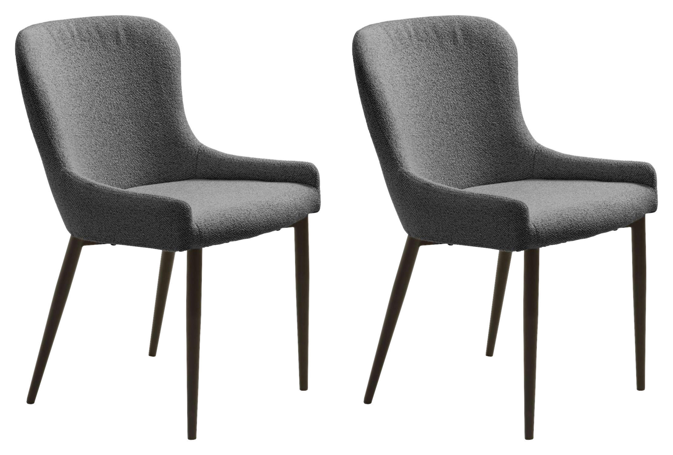 STUHL 2 Stück  Bouclé  Grau  - Schwarz/Grau, MODERN, Textil/Metall (52/82/60cm) - Livetastic