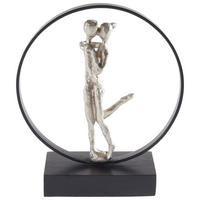 SKULPTUR - Dunkelbraun/Silberfarben, Trend, Holz/Kunststoff (23/26,5/9cm) - Ambia Home