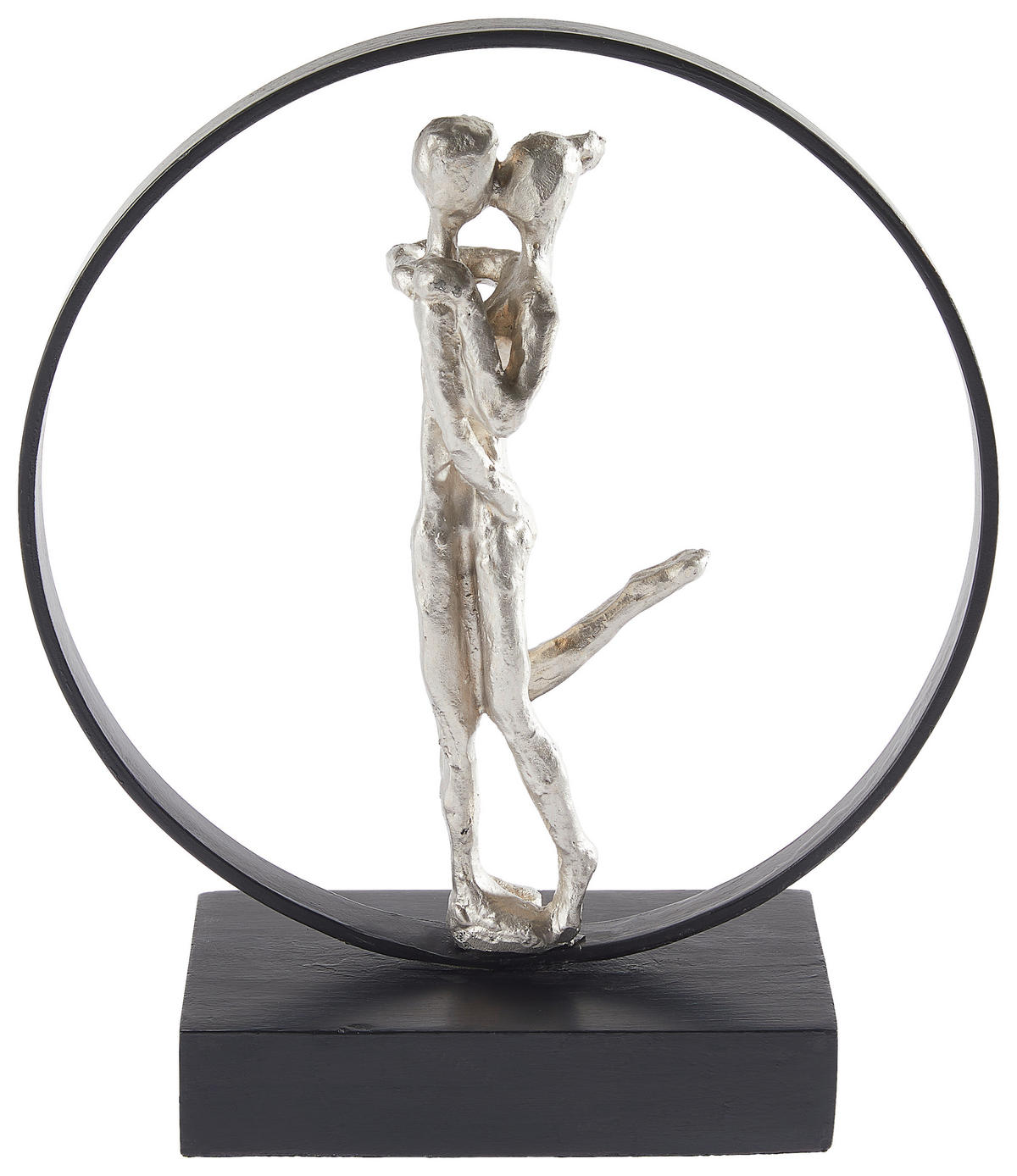 SKULPTUR - Dunkelbraun/Silberfarben, Trend, Holz/Kunststoff (23/26,5/9cm) - Ambia Home