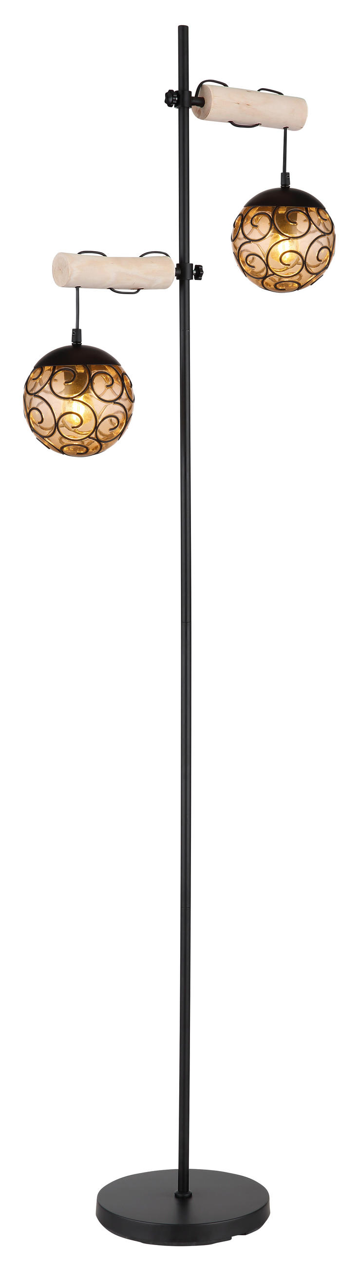 STEHLEUCHTE 51/25/168 cm    - Bernsteinfarben/Schwarz, Design, Holz/Kunststoff (51/25/168cm) - Globo