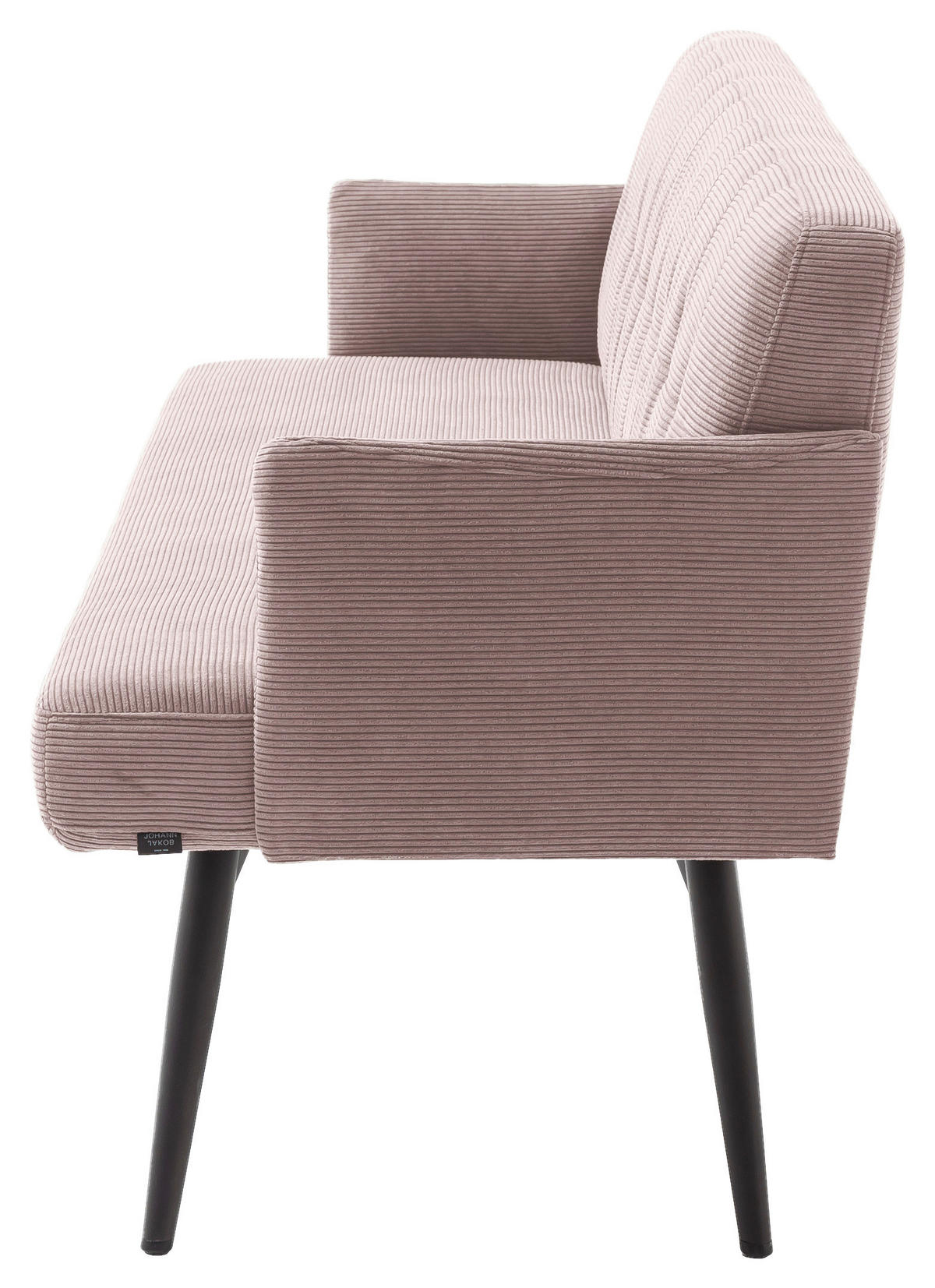 SITZBANK in Textil Altrosa  - Schwarz/Altrosa, Design, Textil/Metall (206/85/69cm) - Johann Jakob