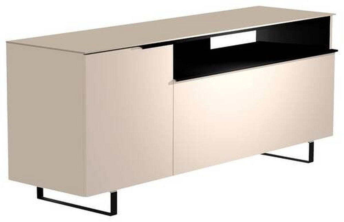 LOWBOARD  in 160/66/45 cm  - Sandfarben/Schwarz, Design, Glas/Holzwerkstoff (160/66/45cm) - Moderano