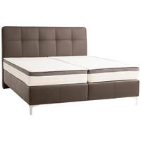 BOXSPRINGBETT 200/200 cm  in Braun  - Chromfarben/Braun, Basics, Leder/Holz (200/200cm) - Novel