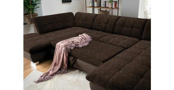 WOHNLANDSCHAFT  in Mikrofaser Braun  - Chromfarben/Braun, Design, Kunststoff/Textil (211/350/204cm) - Xora