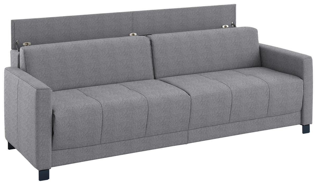 SCHLAFSOFA Flachgewebe Grau Stoffauswahl, Schlafen auf Sitzhöhe, Bettfunktion erhältlich, Armteil links, Armteil rechts, haustierfreundlicher Bezug  - Schwarz/Grau, Konventionell, Textil/Metall (232/77/116cm) - Dieter Knoll