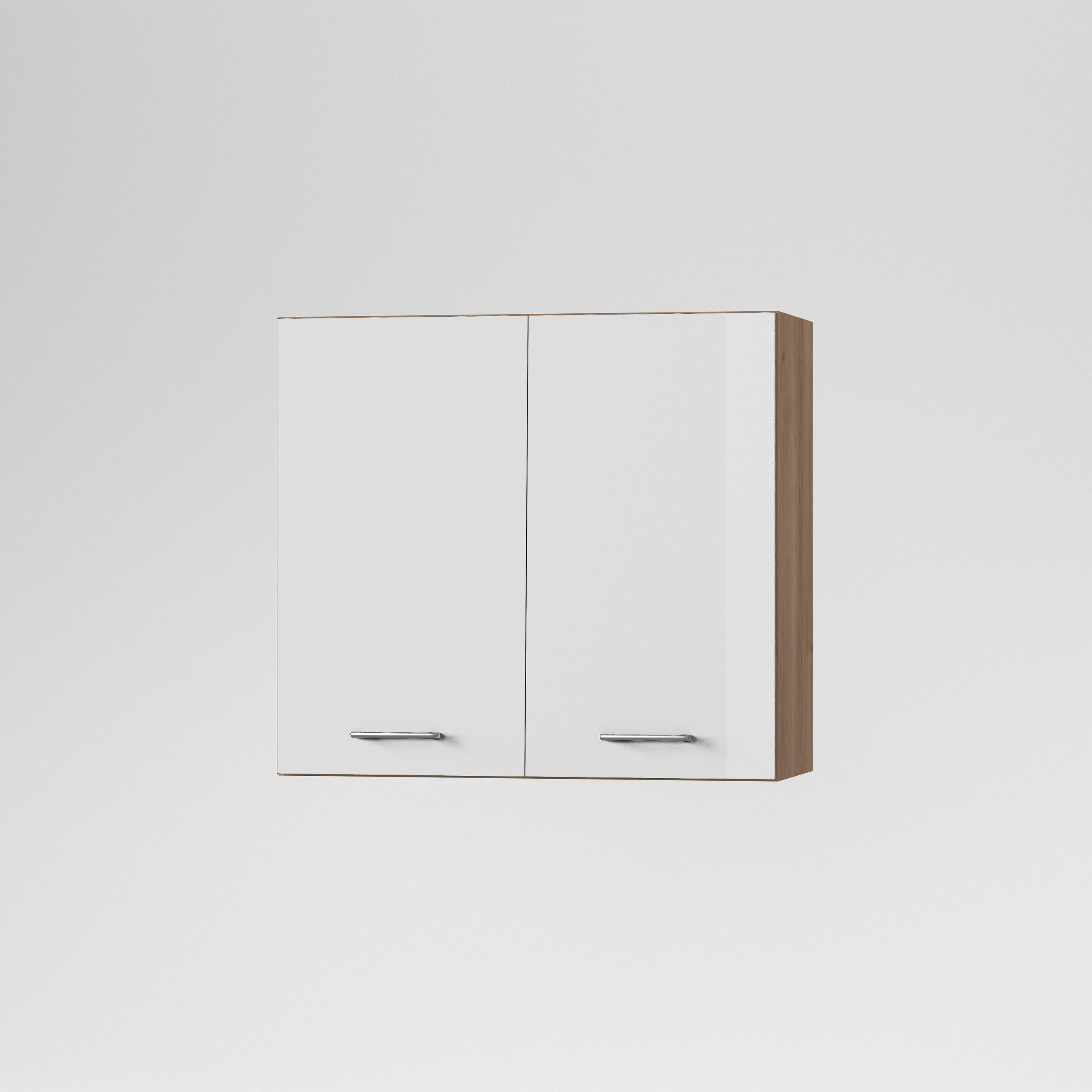 KONYHAI FALISZEKRÉNY - tölgyfa/magasfényű fehér, Basics, fa/fém (80/72/33cm) - Carryhome