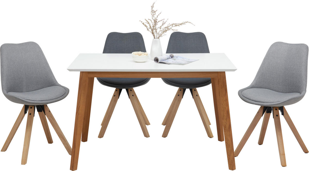 STUHL Webstoff Grau  - Eichefarben/Grau, Design, Holz/Textil (48/85/55cm) - Carryhome