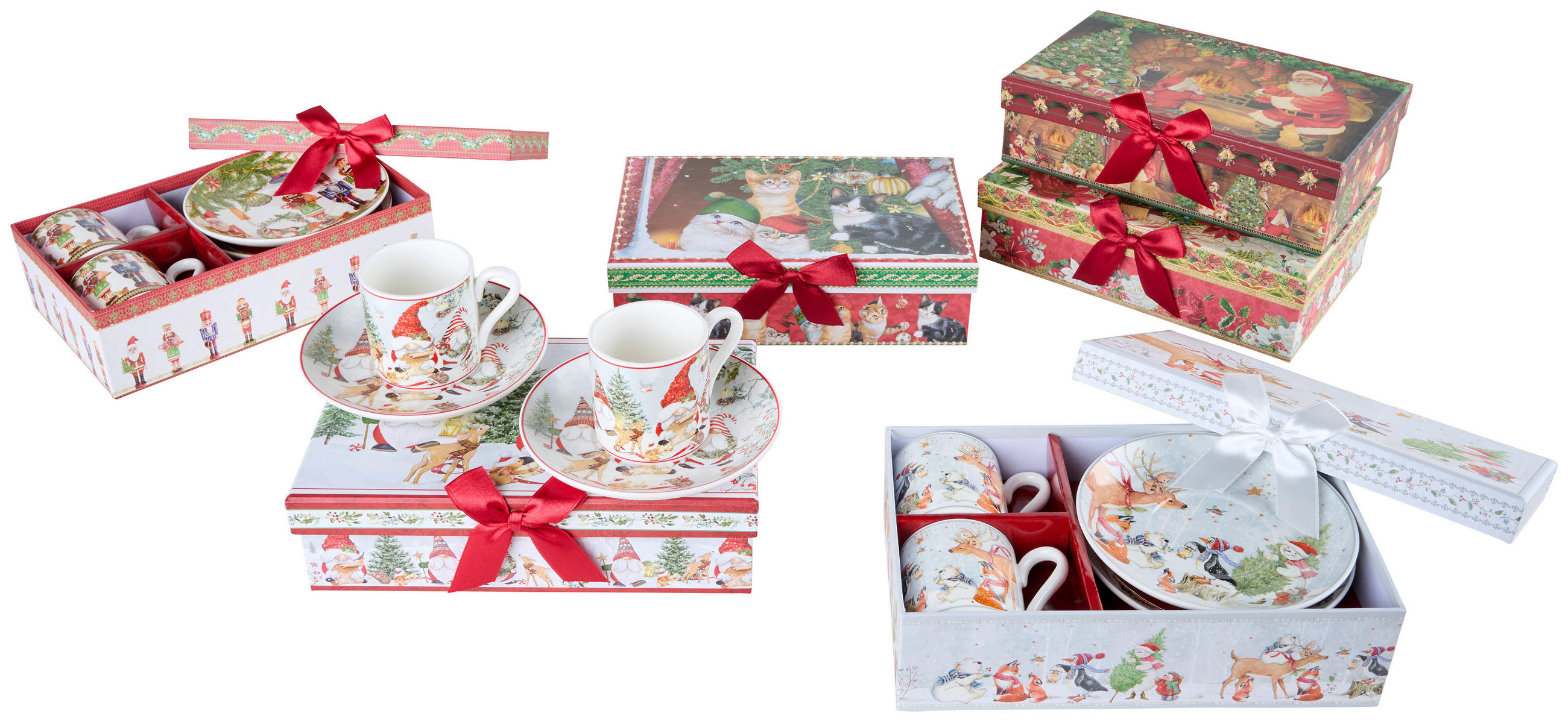 ESPRESO SKODELICA S KROŽNIKOM         - večbarvno, Trendi, keramika (100ml) - X-Mas