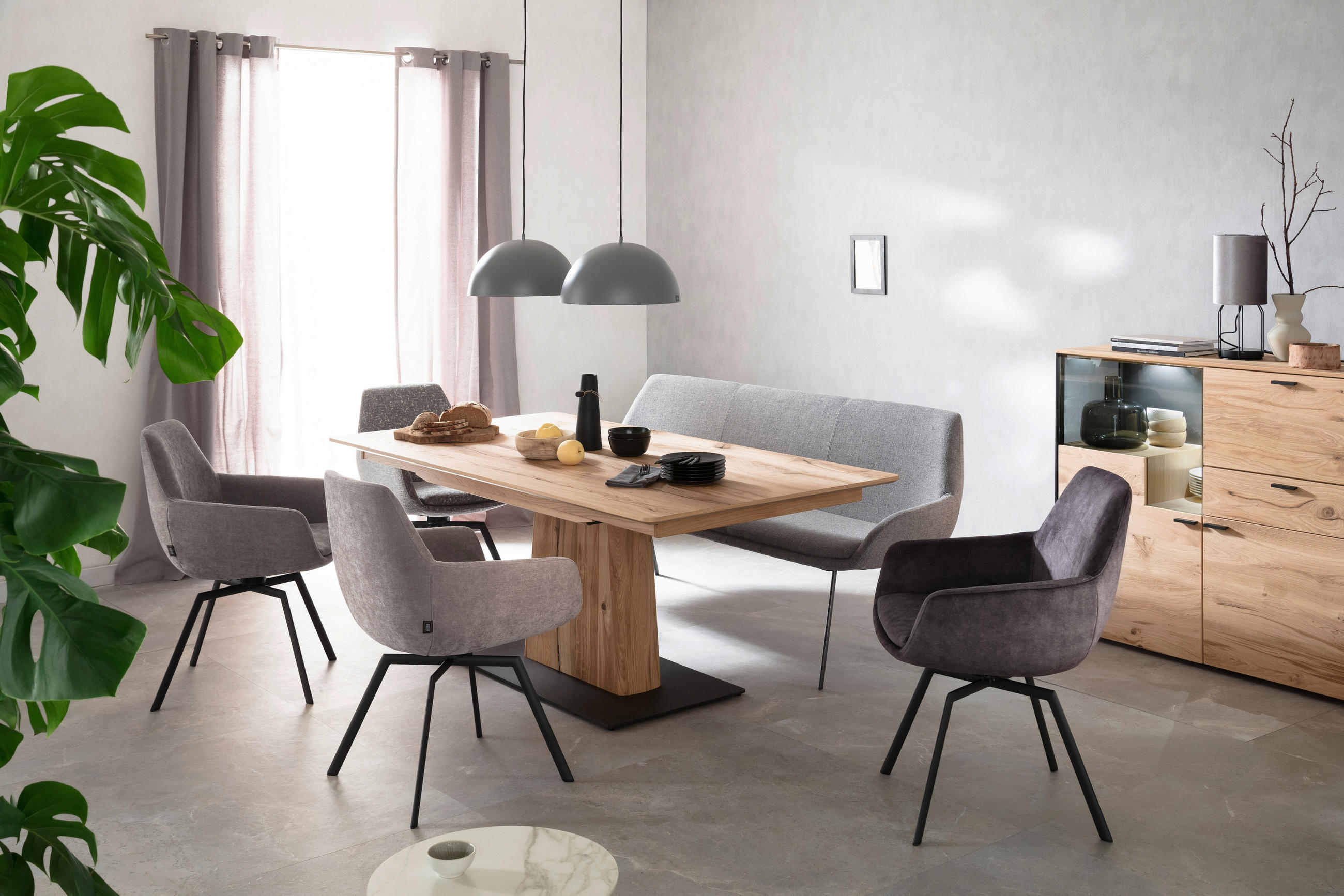 ESSTISCH in Holz, Metall 190/100/75 cm  - Eichefarben/Anthrazit, Design, Holz/Metall (190/100/75cm) - Schöner Wohnen