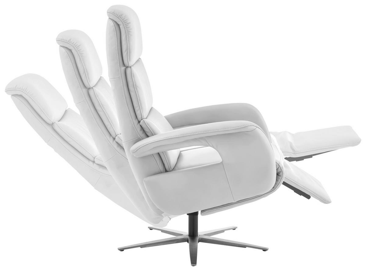 RELAXSESSEL in Leder Weiß  - Edelstahlfarben/Weiß, Design, Leder/Metall (76/119/86cm) - Dieter Knoll