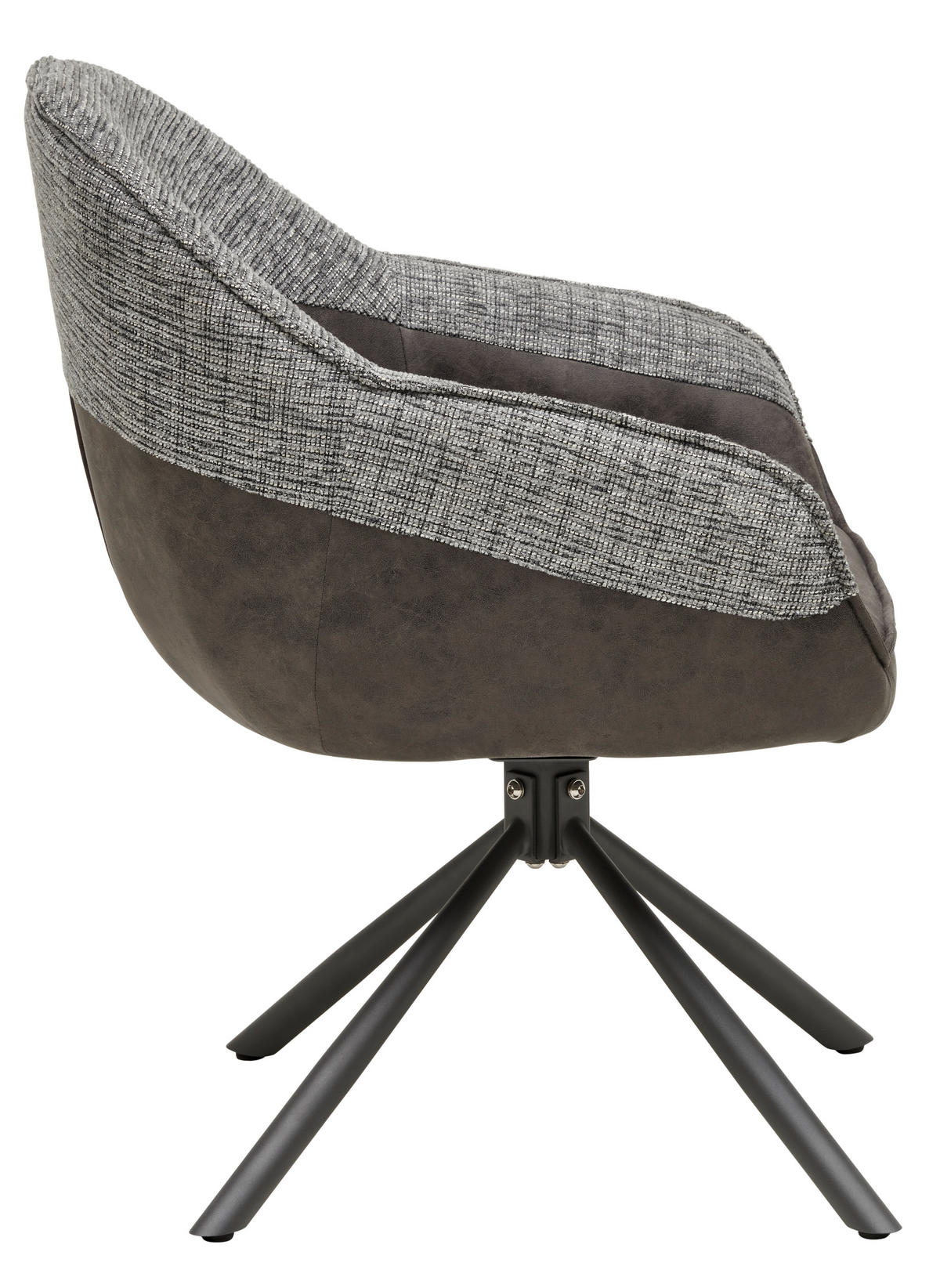 ARMLEHNSTUHL  in Eisen Lederlook, Webstoff  - Schwarz/Grau, MODERN, Holz/Textil (62/60/85cm) - MID.YOU