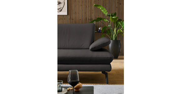 ECKSOFA in Echtleder Grau 195/308 cm - Schwarz/Grau, Design, Leder/Metall (195/308cm) - Dieter Knoll