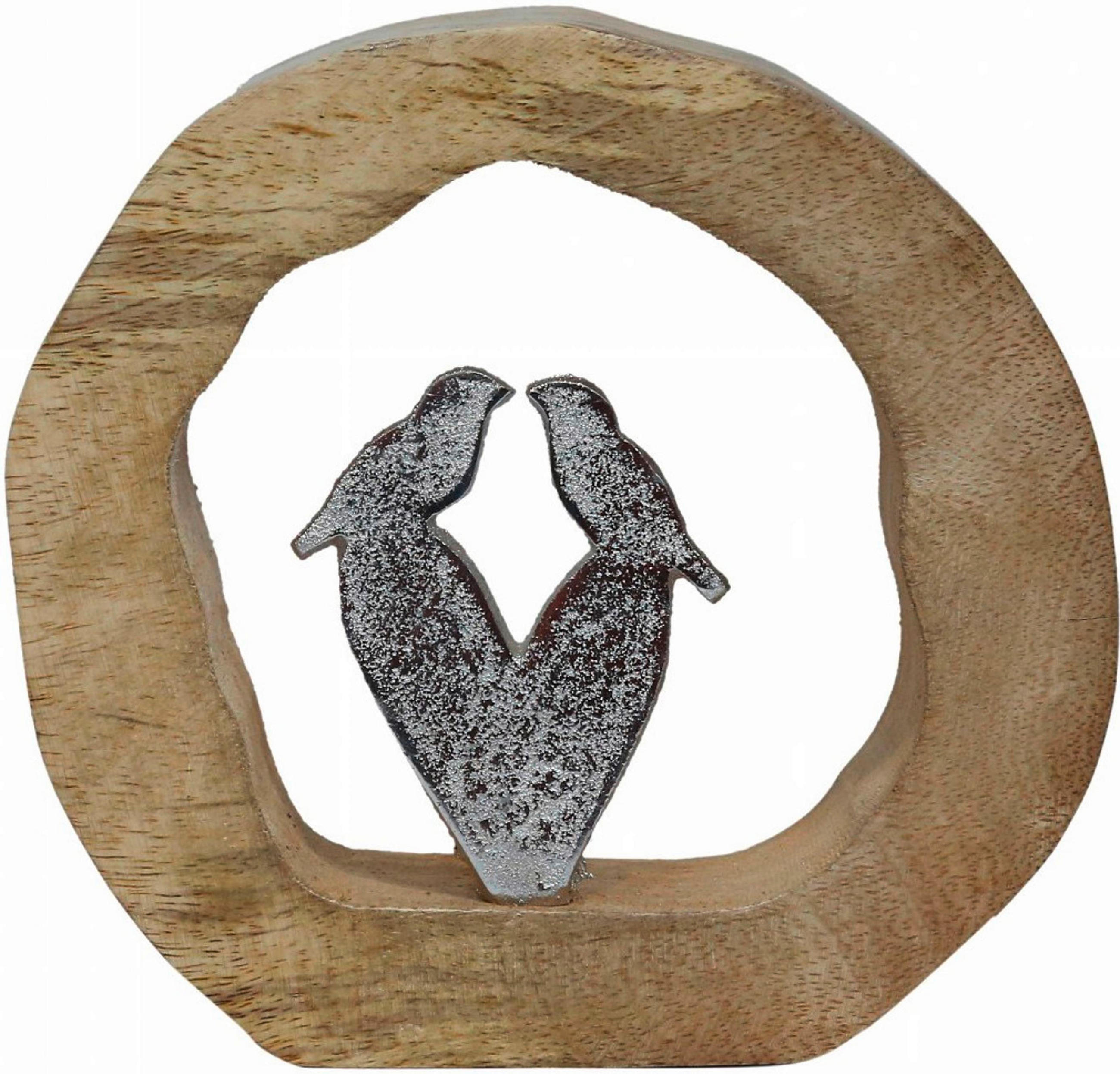 PASĂRE DECORATIVĂ - culoare nichel/culoare natur, Lifestyle, lemn/metal (18/17/7cm)