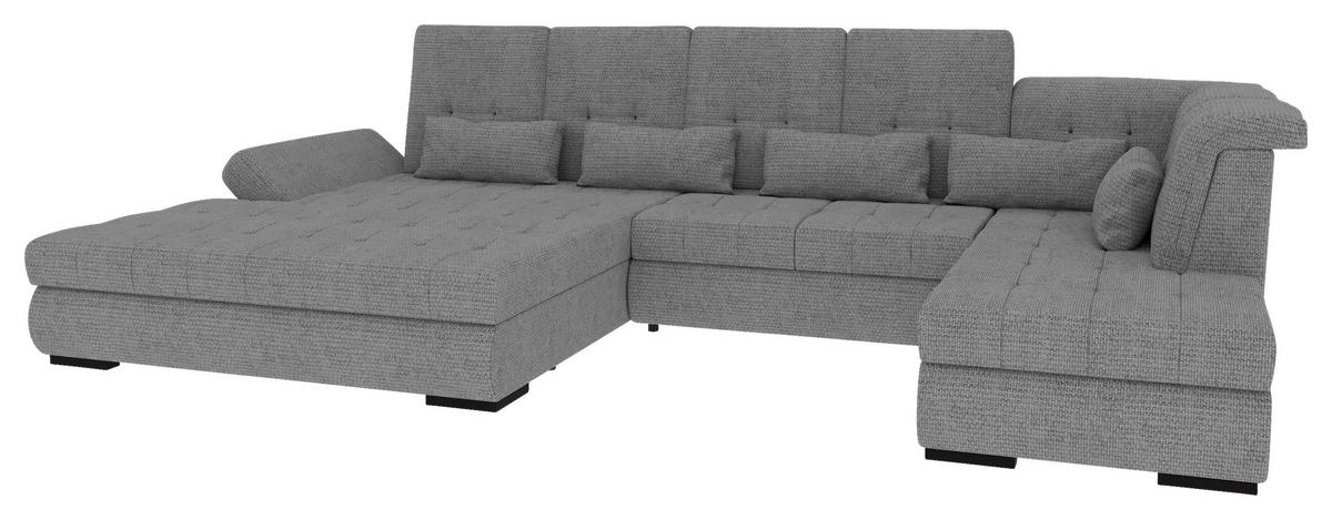 WOHNLANDSCHAFT Grau Struktur  - Schwarz/Grau, KONVENTIONELL, Kunststoff/Textil (212/358/222cm) - Carryhome