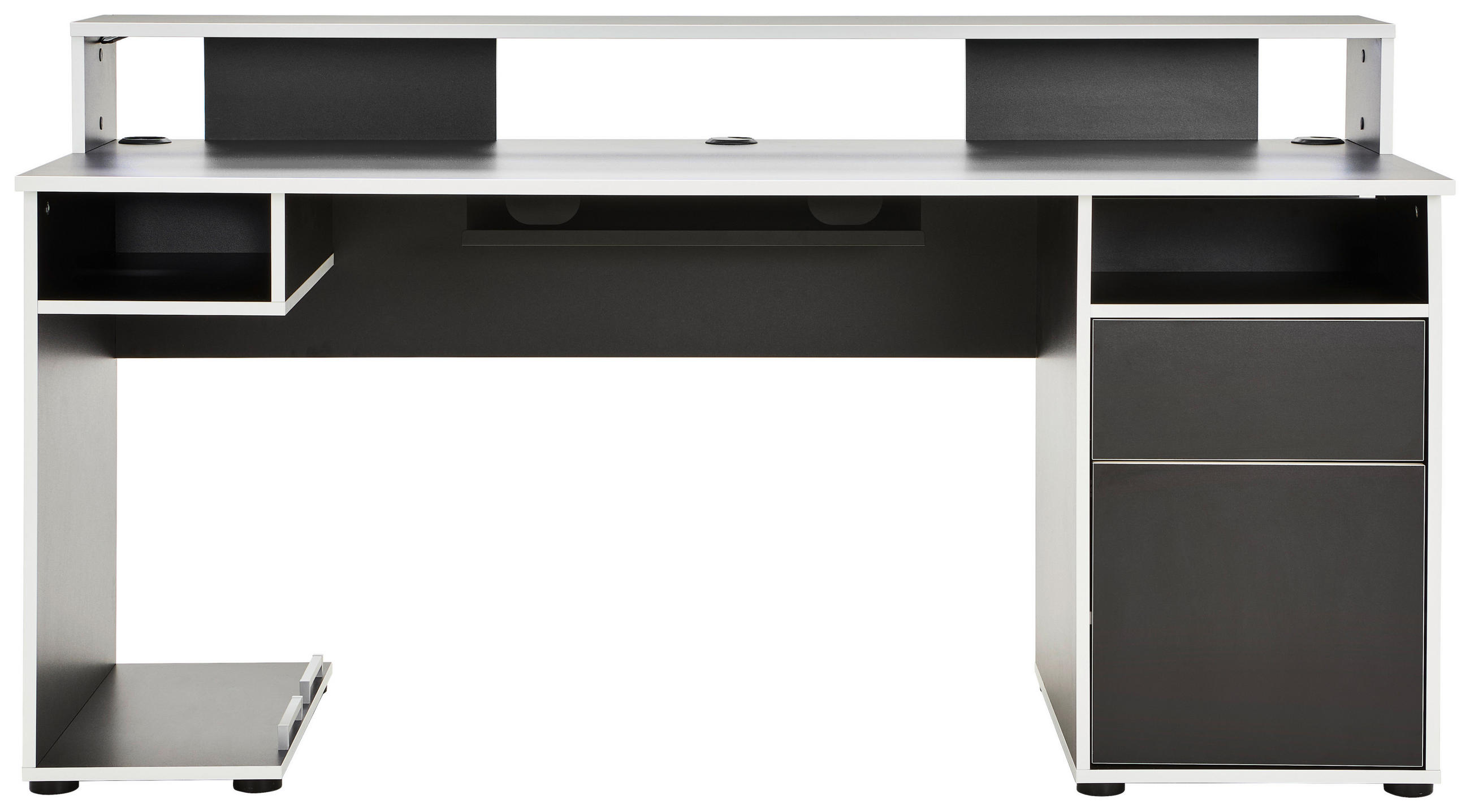 Thumbnail - Novel Gamingtisch, Schwarz, Weiß, Holzwerkstoff, 1 Schublade(n) Schubladen, rechteckig, Wange, 65x92x170 cm, Kabeldurchl...