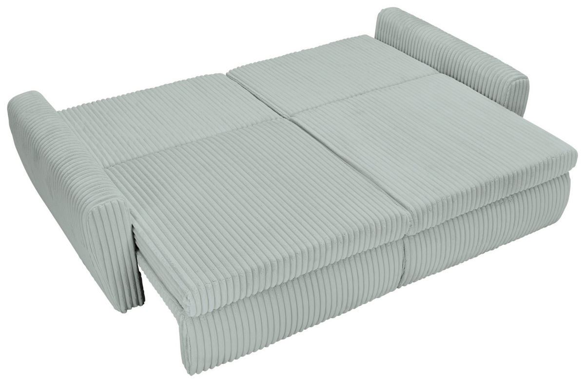 SCHLAFSOFA in Cord, Plüsch Pastellgrün  - Pastellgrün/Schwarz, Modern, Kunststoff/Textil (240/90/120cm) - Carryhome